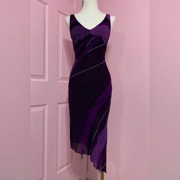 VTG Arden B Asymmetrical Purple Dress with Abstract Print - XS - Picture 2 of 10